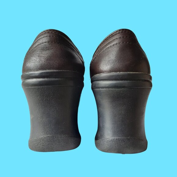 Vintage 90s Y2K Chunky Heel Wedge Loafers brown Leather Womens US 8 - Picture 9 of 11